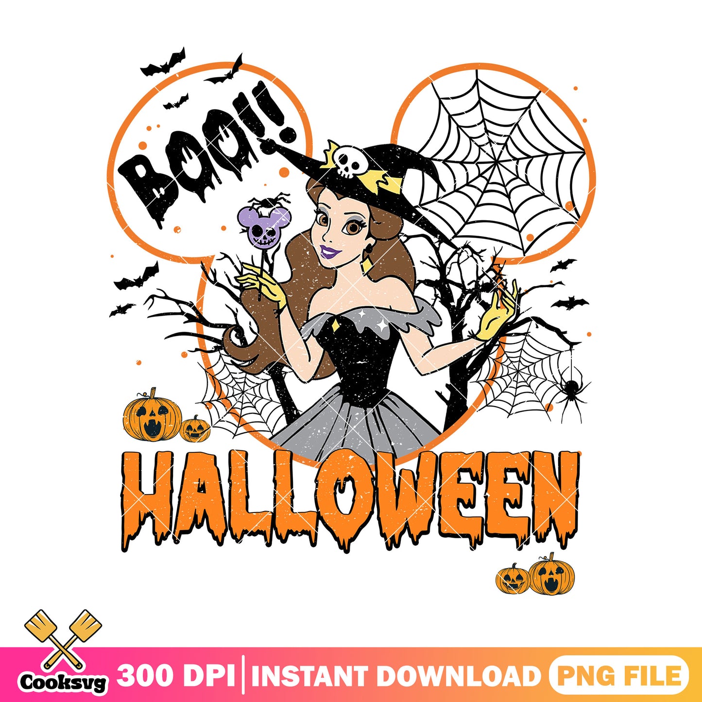 Belle cosplay witch png, halloween cute png, belle disney png