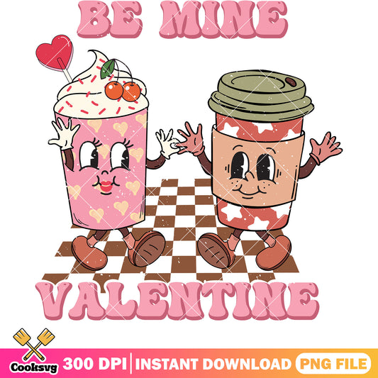 Be mine coffee valentine png design, be mine valentine png