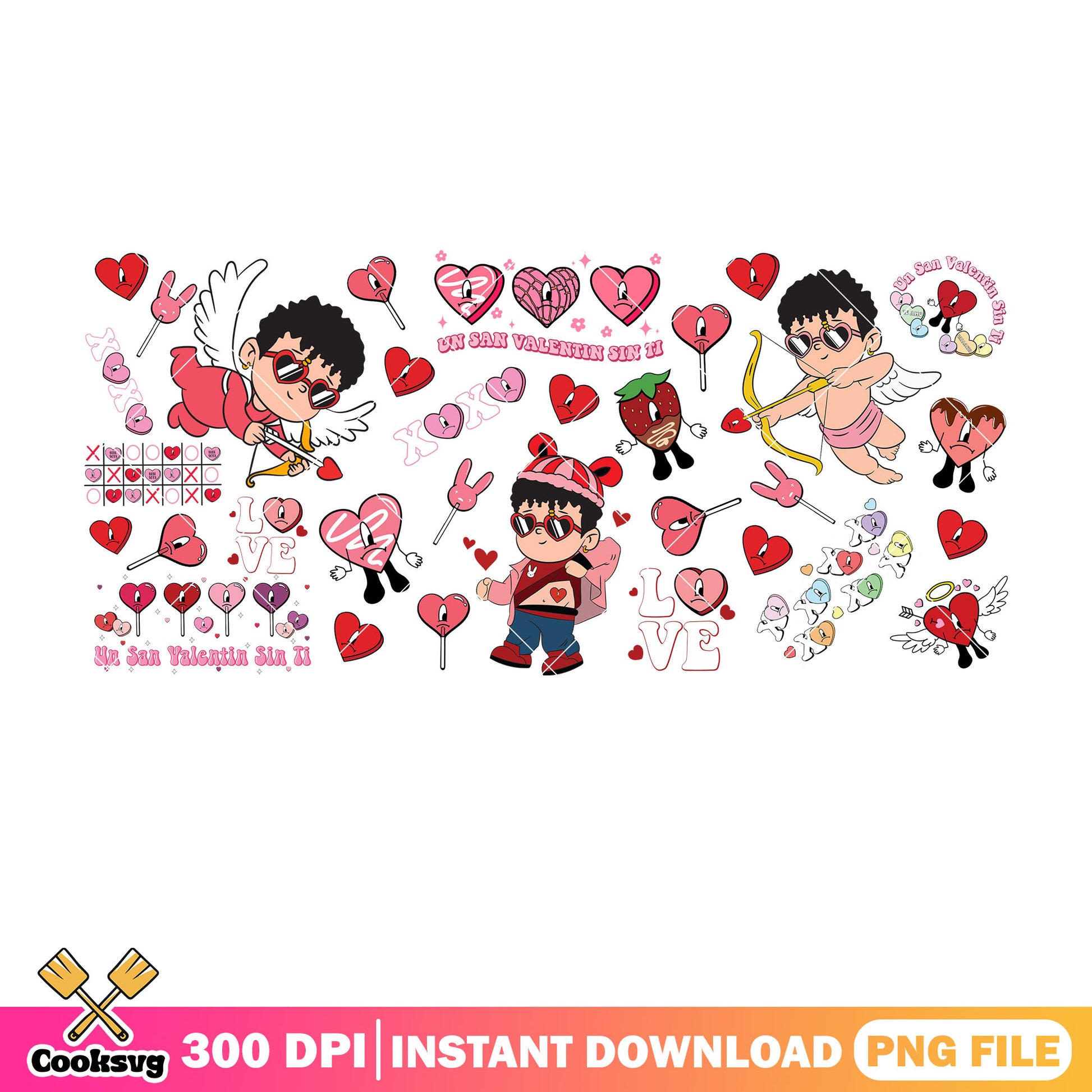 Benito bad bunny pink valentine png, bad bunny valentine png