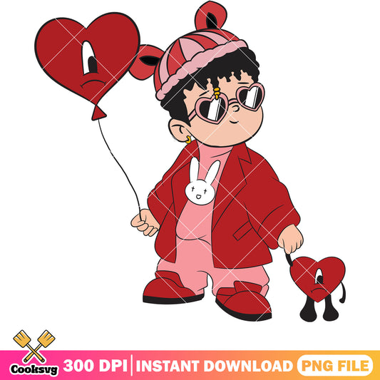 Benito chibi and bad bunny png, bad bunny valentine png