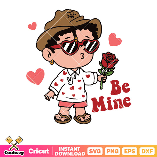 Benito chibi be mine love valentine svg, be mine valentine​ svg