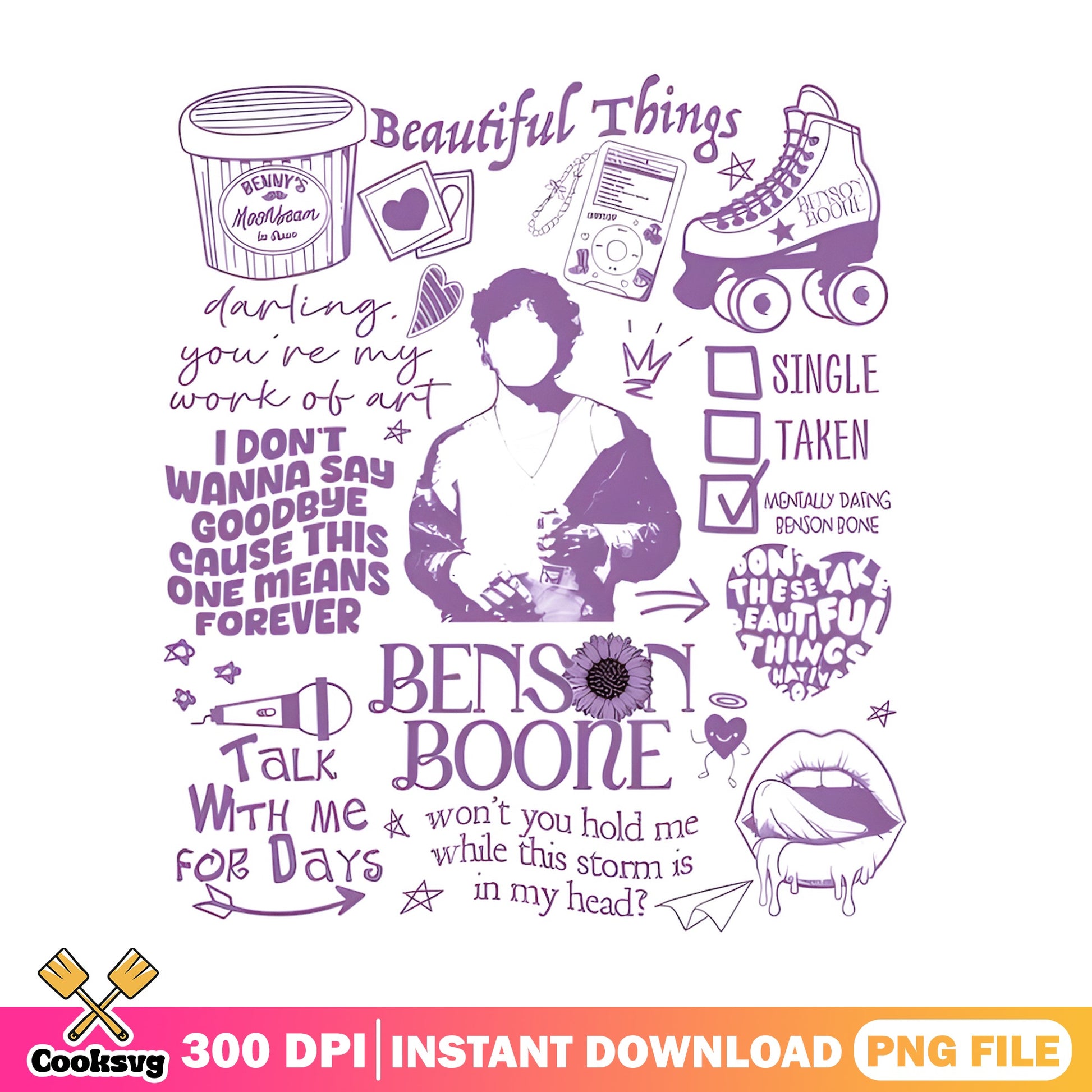 Benson Boone Beautiful Things Collage PNG, Singer PNG, Music Fan PNG