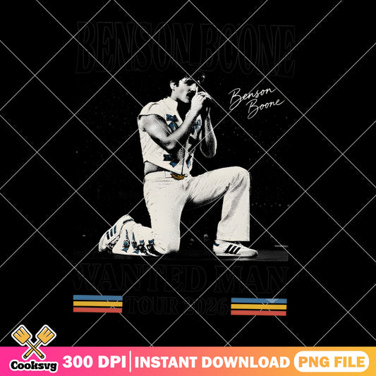 Benson Boone Wanted Man Tour 2026 PNG, Singer PNG, Music Fan PNG