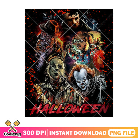 Best movie halloween design png, horror movie killers png