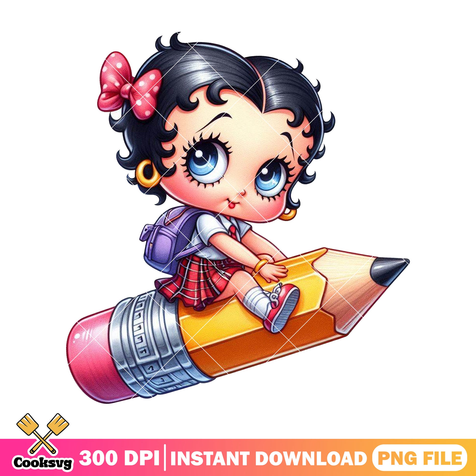 Betty boop png, back to school outfit png, cartoon betty boop​​ png