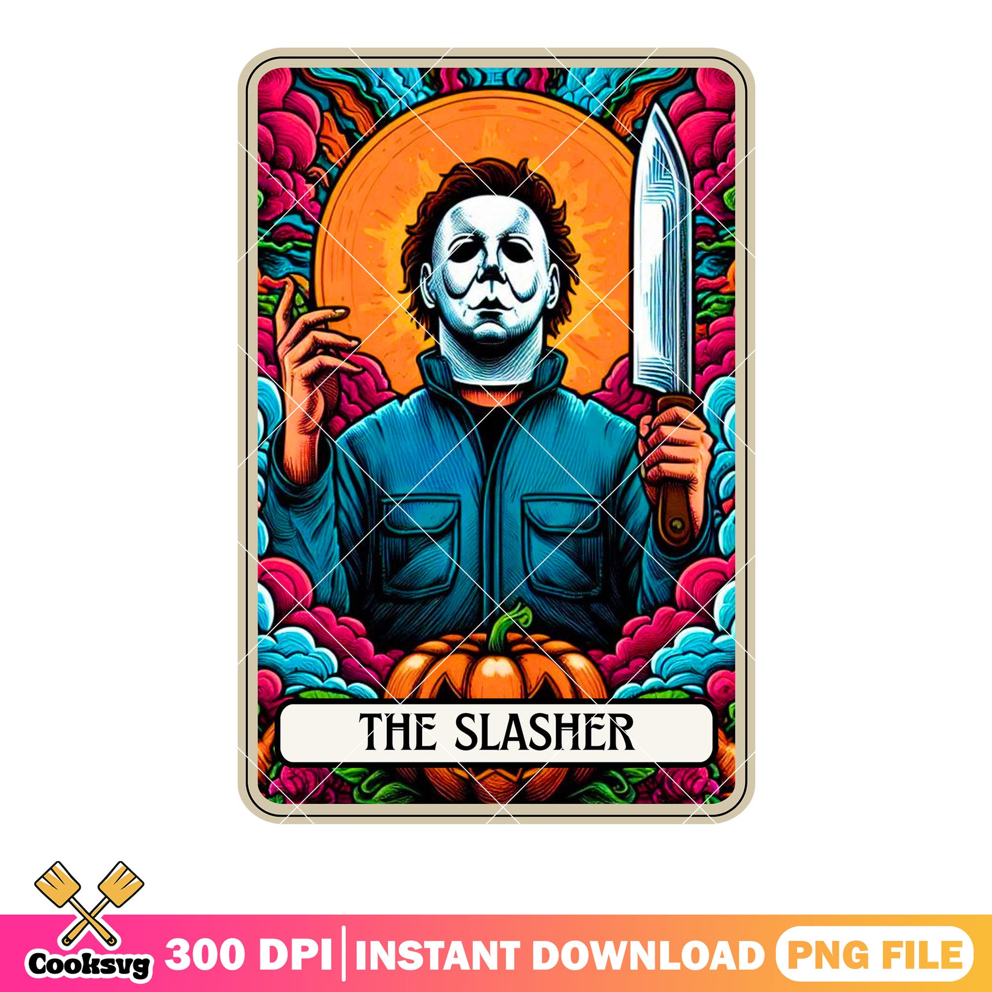 Big knife michael myers png, jack o lantern png, magic cloud​ png