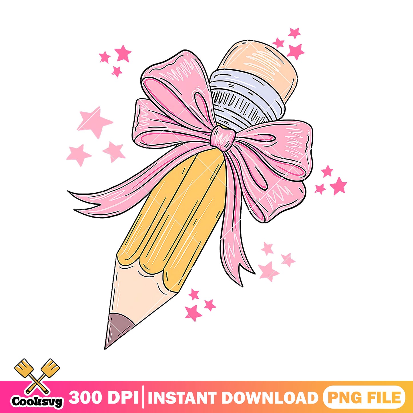 Big pencil pink bow png, back to school pencils png, pink bow png