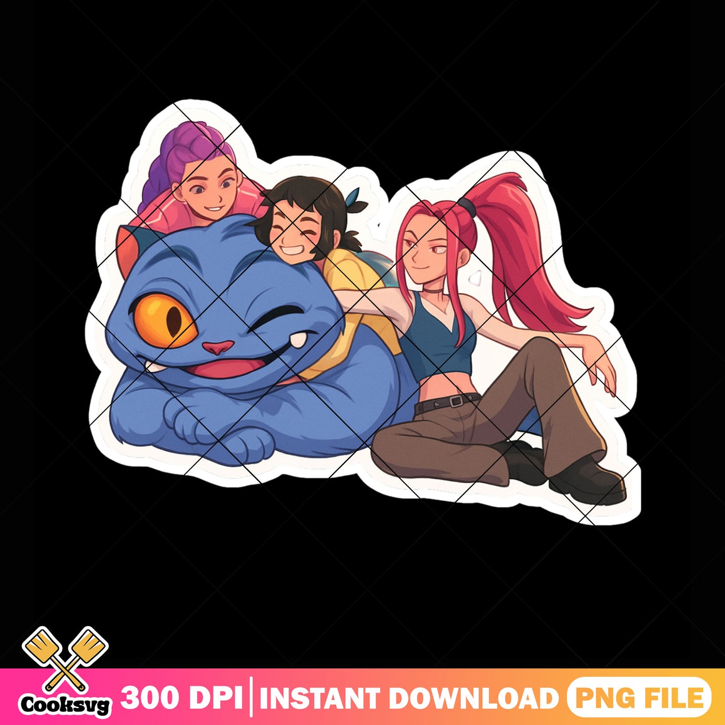 Big tiger derpy huntrix png sticker, huntrix member png, derpy kpop png