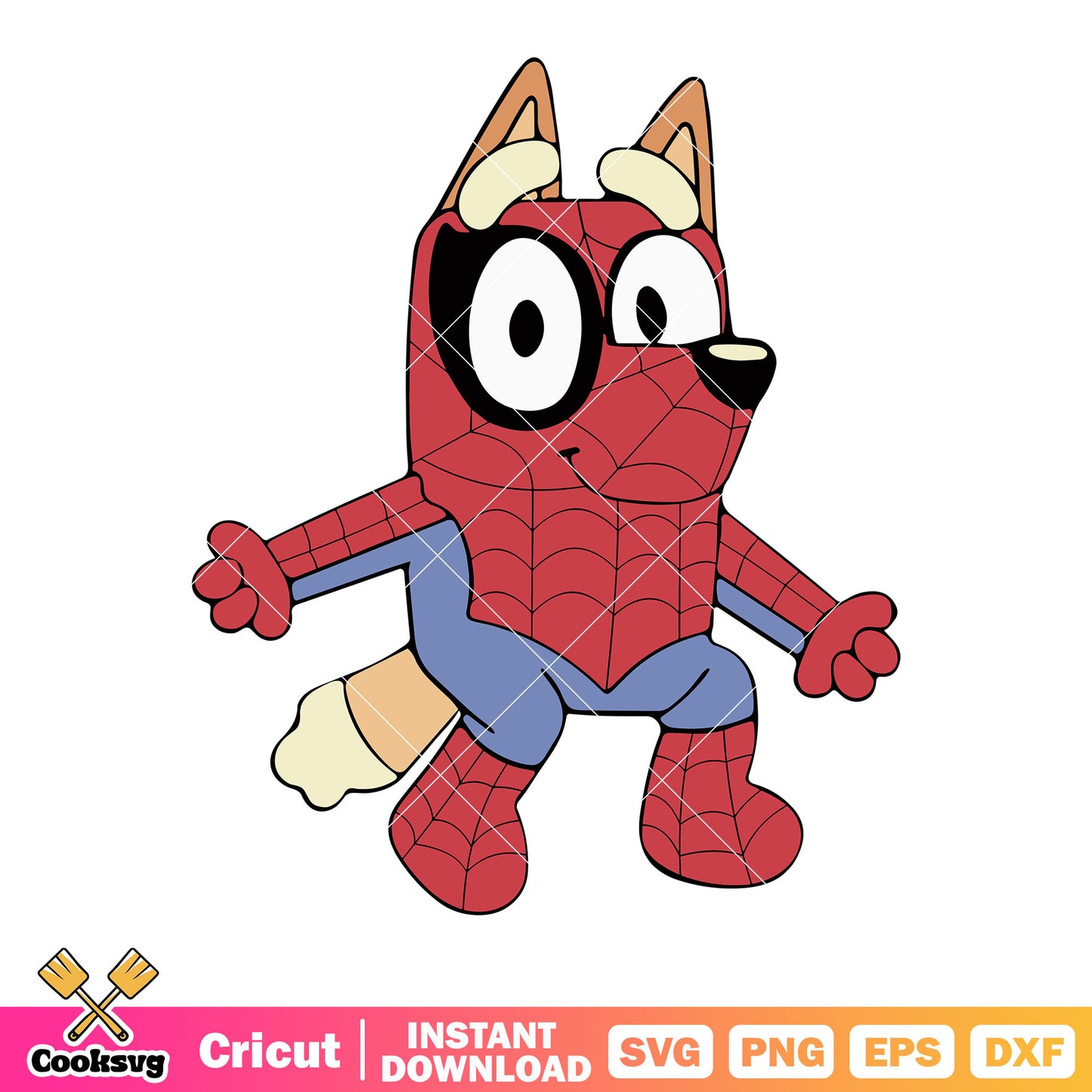 Bingo character svg, spider man costume svg, bluey movies svg