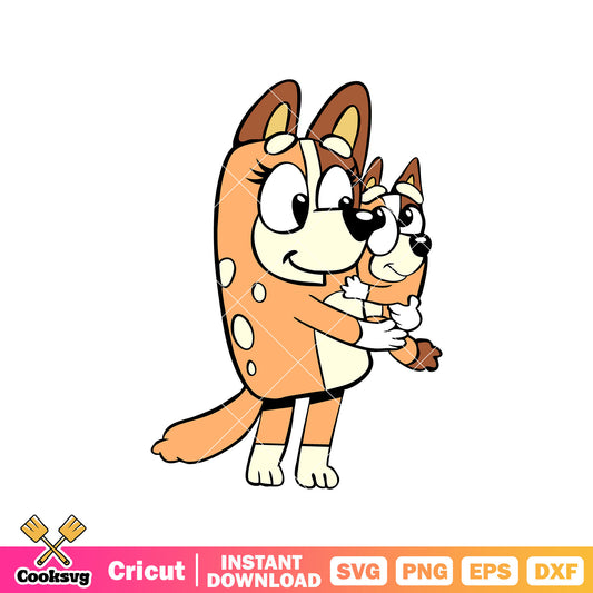 Bingo dog and mom svg