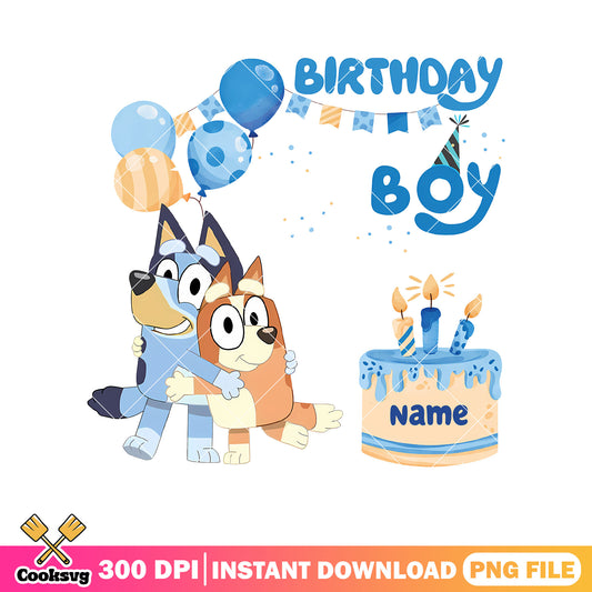 Birthday boy bluey name png, bluey cakes​ png, bluey bingo png