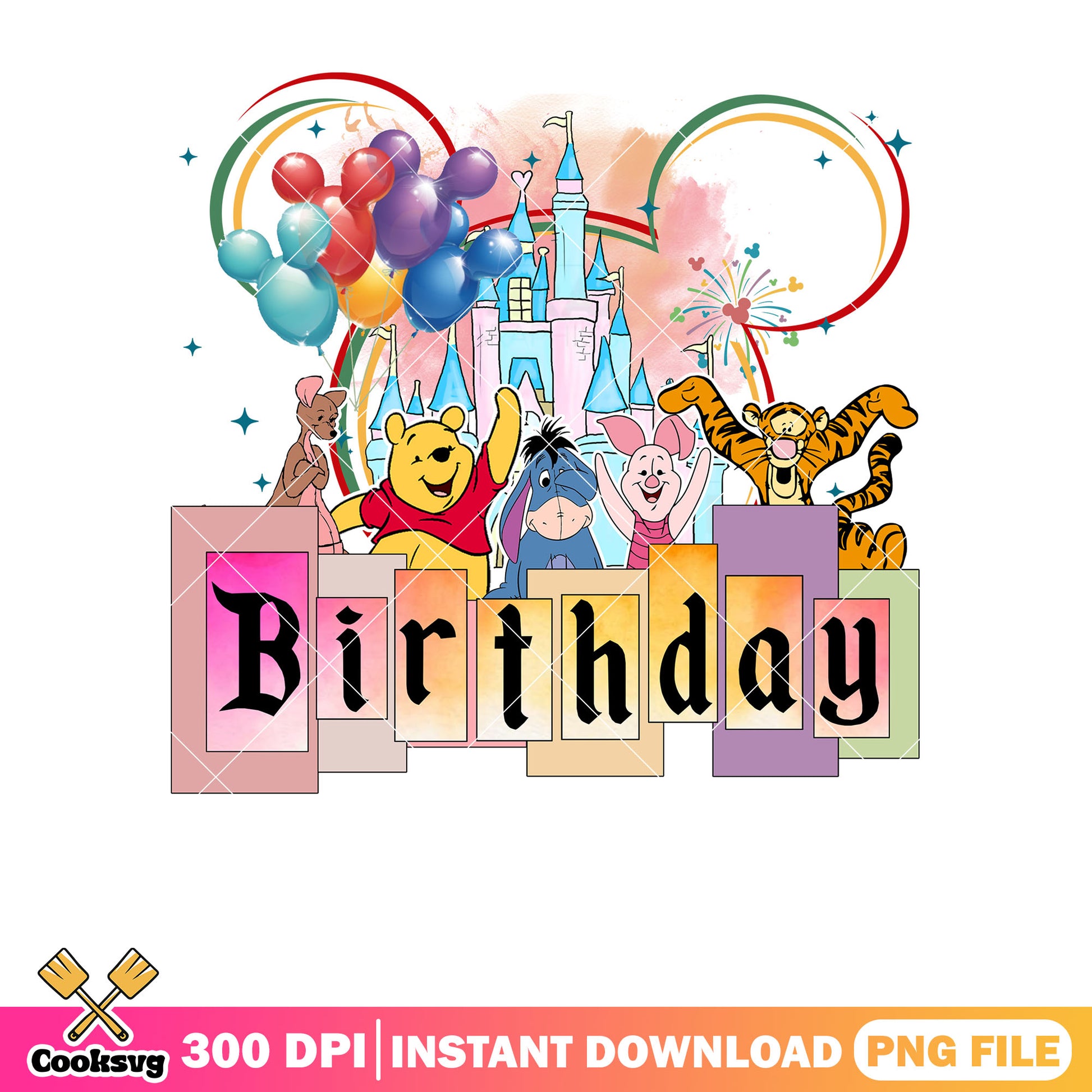 Birthday boy pooh friend png, birthday gifts png, pooh bear png