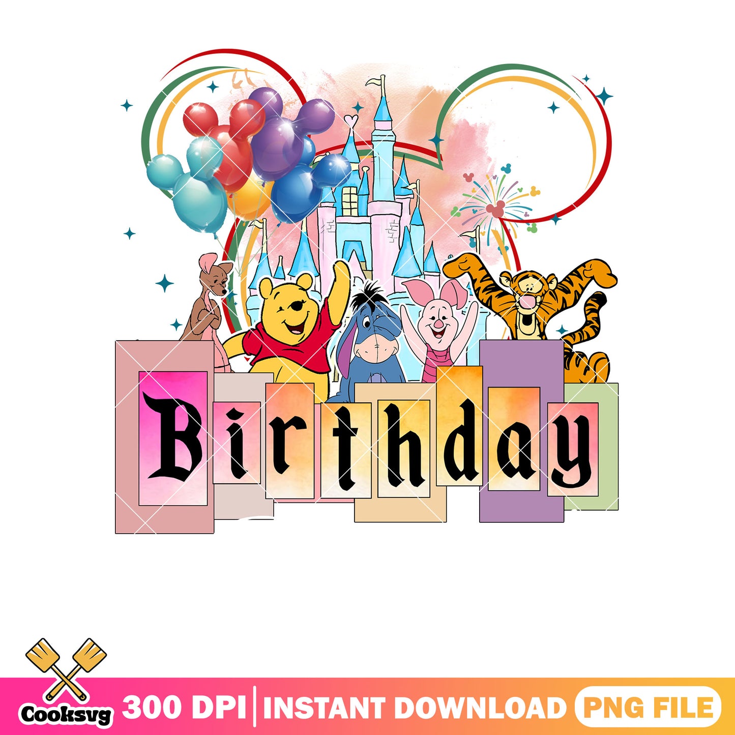 Birthday girl pooh friend png, birthday gifts png, pooh bear png