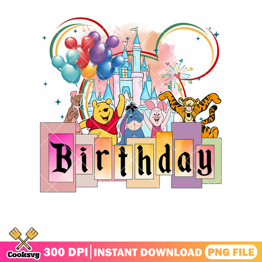 Birthday squad pooh friend png, birthday cake​ png, winnie the pooh png