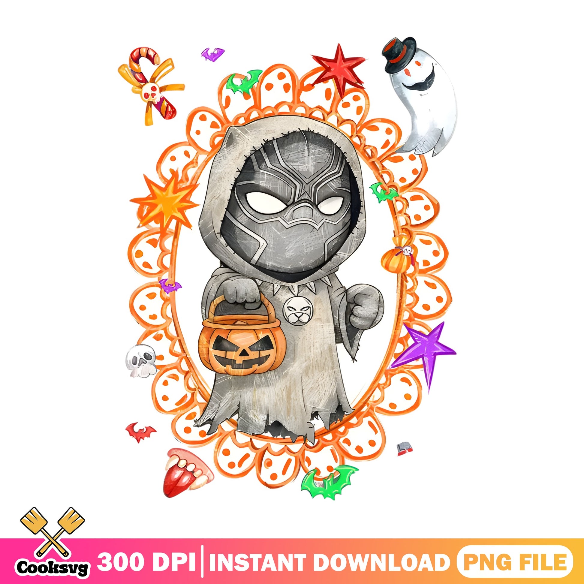 Black Panther Halloween Ghost PNG, Marvel Halloween PNG, Trick Or Treat PNG
