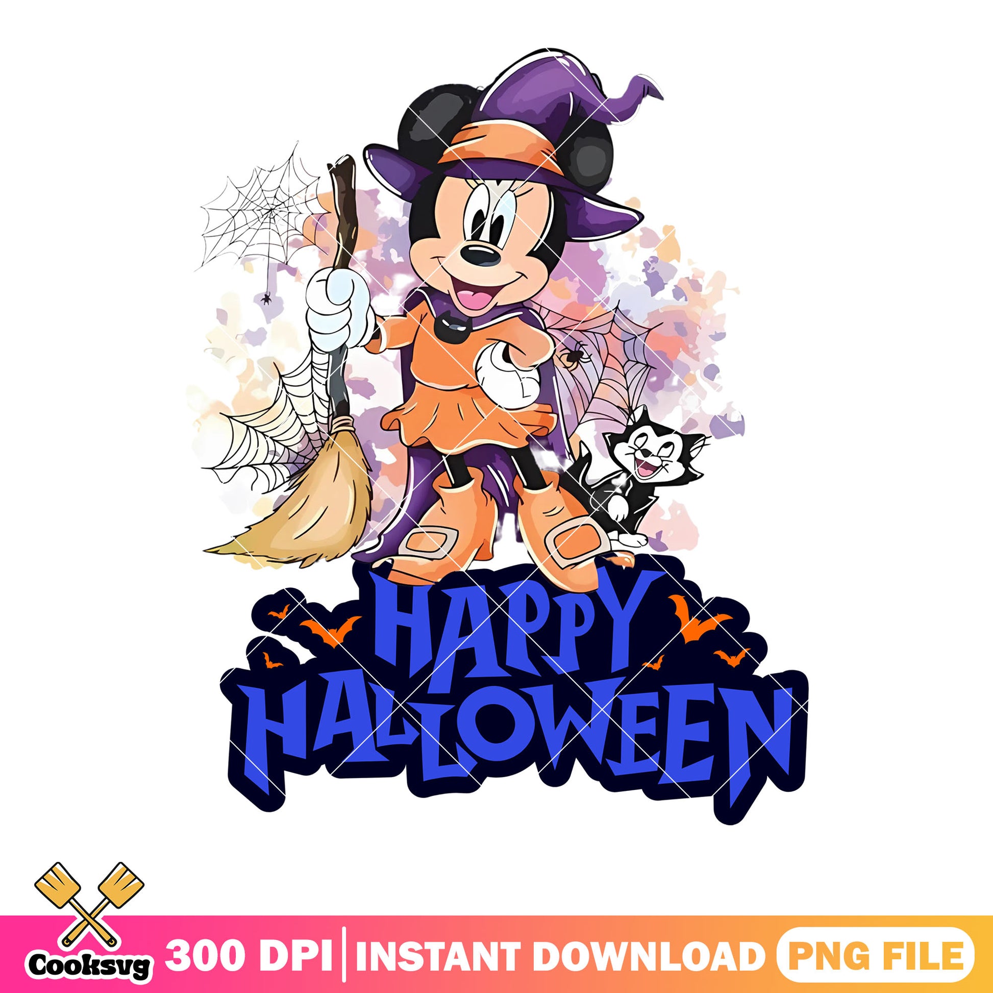 Black cat and the witch png, witch broom png, spider web png