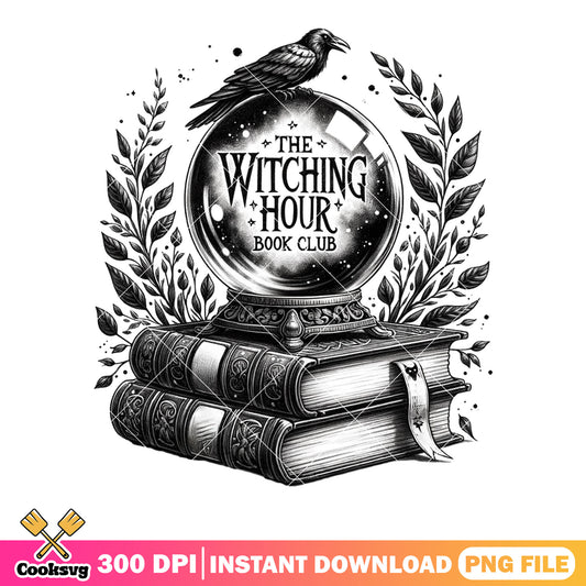 Black crow crystal ball png, book club​ png, scary halloween png