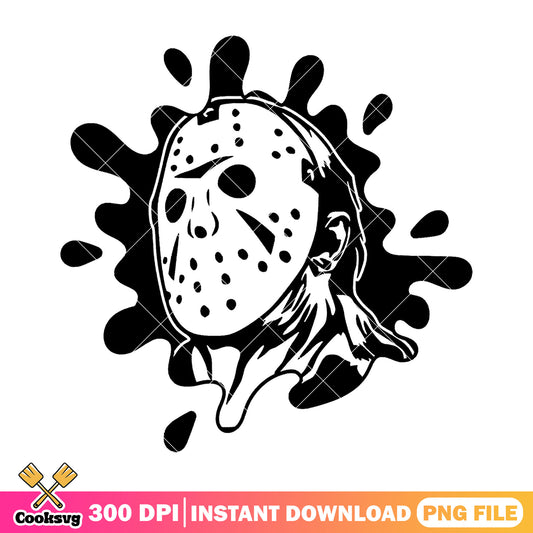 Black ink jason voorhees character design png, scary drawings png
