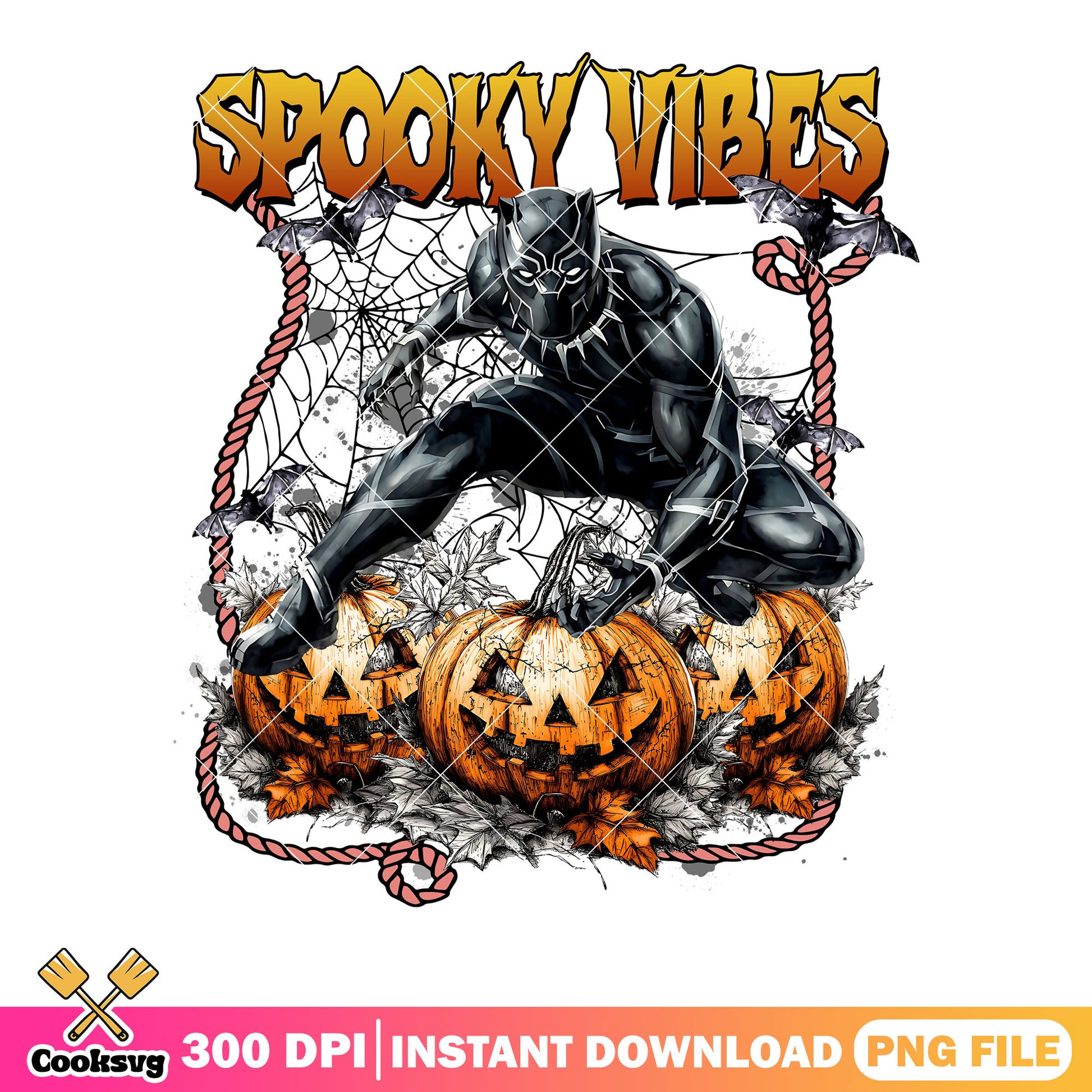 Black panther png, marvel halloween png, spooky vibe png