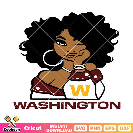 Black queen nfl team svg, washington redskin svg, nfl cheerleader svg