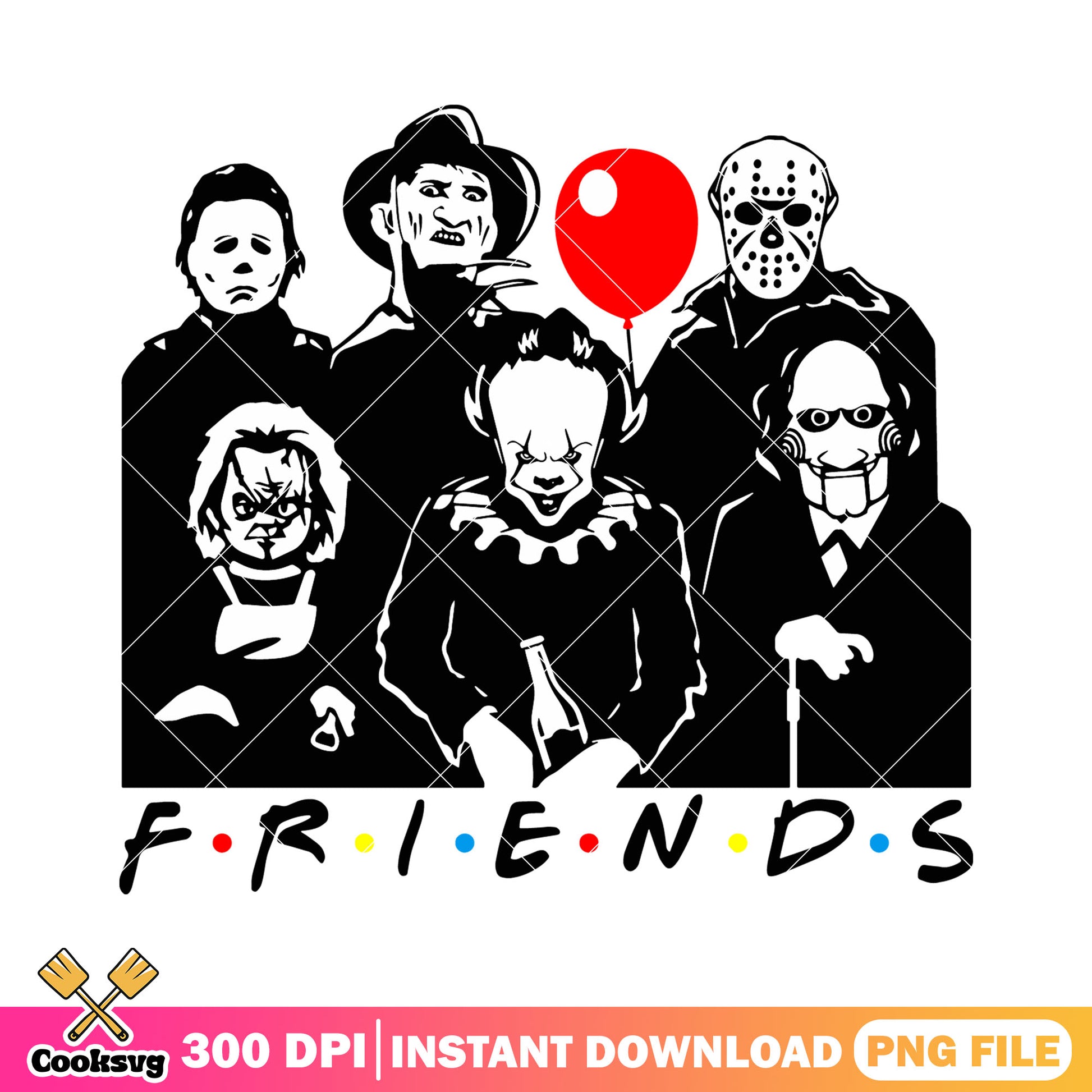 Black scary friends  design png, best horror movies of all time png