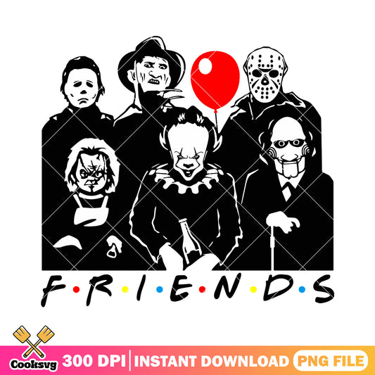 Black scary friends  design png, best horror movies of all time png