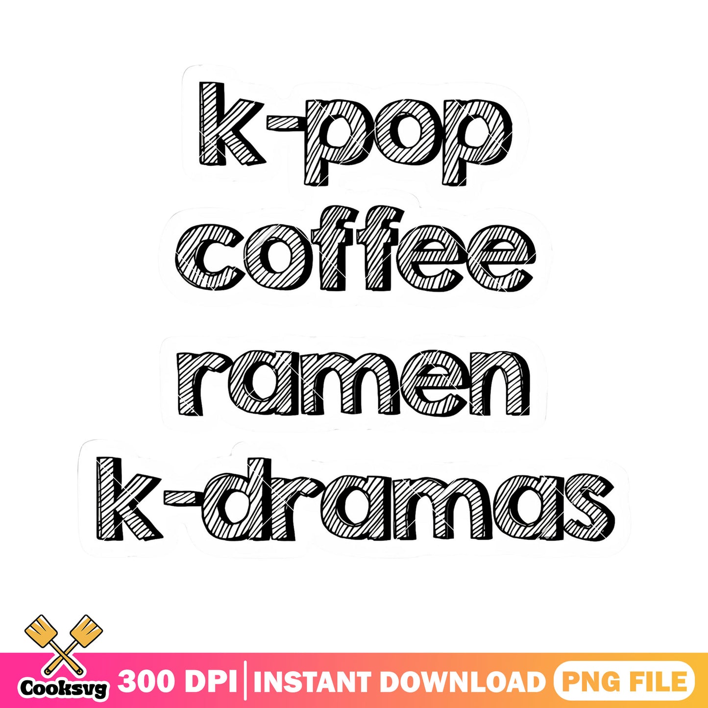 Black white kpop sticker png, sticker white kdrama png, kpop logo png