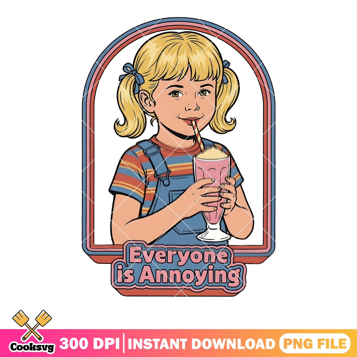 Blond girls children poster png, adult humor png, smoothie png