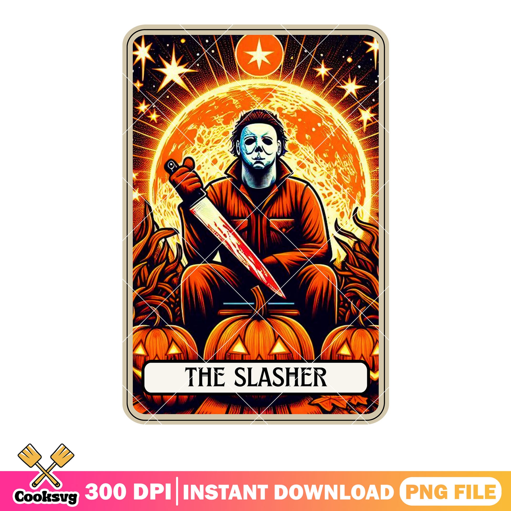 Bloody knife wicker pumpkin png, starry night png, Michael myers  png
