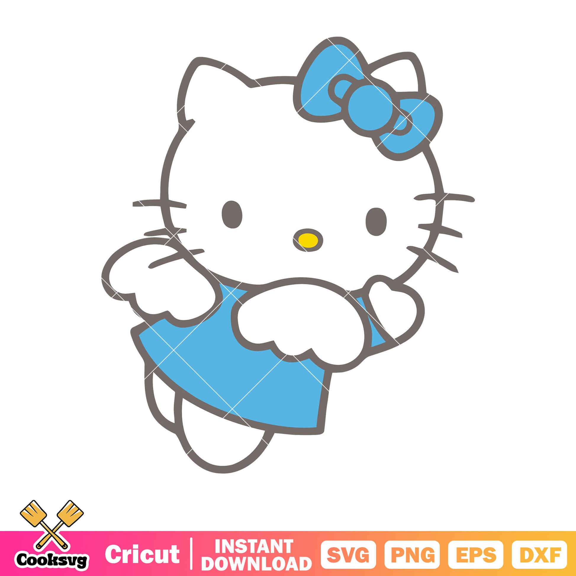 Blue angel hello kitty cat svg, hello kitty blue angel svg