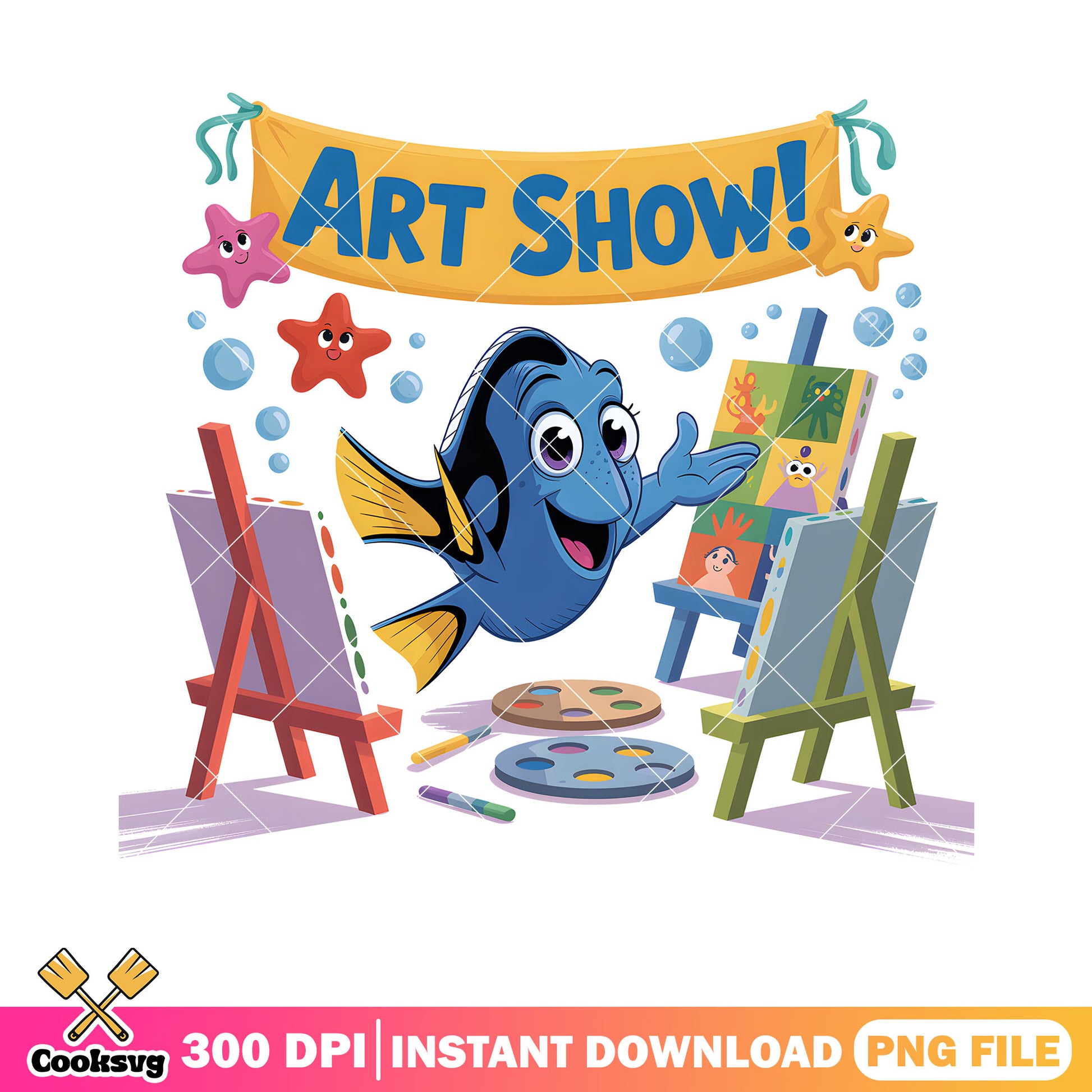 Blue art exhibition dory png, dory fish png, dory disney png