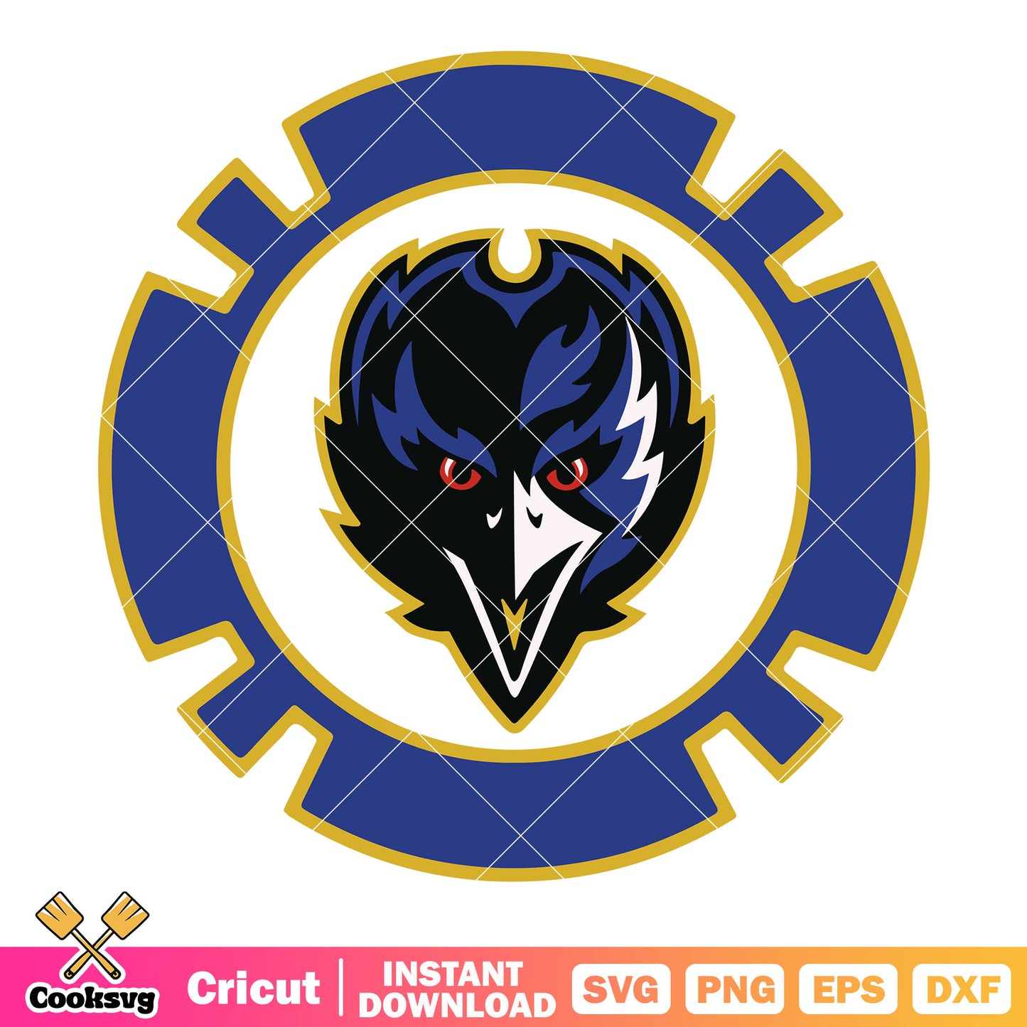 Blue gear ravens baltimore svg. football nfl svg, ravens svg