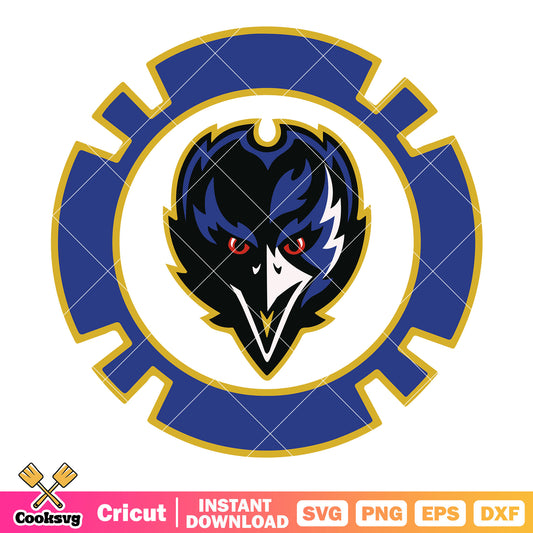 Blue gear ravens baltimore svg. football nfl svg, ravens svg