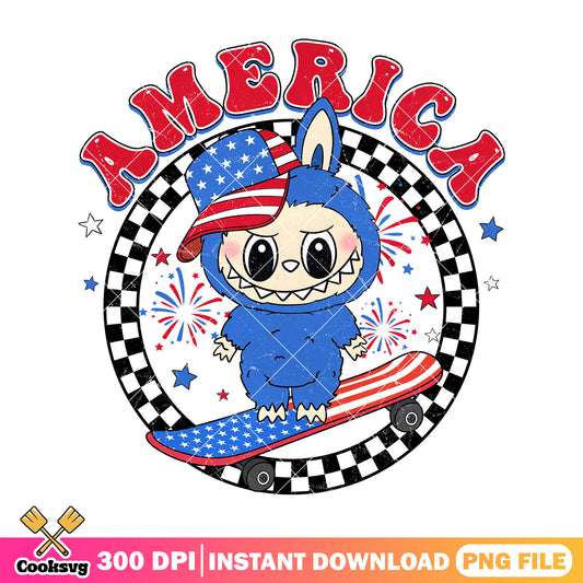 Blue labubu america png, blue labubu​ png, hehe labubu ​png