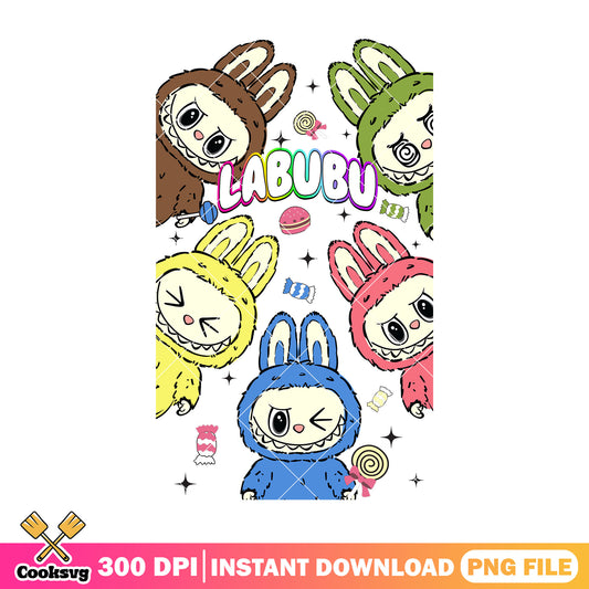 Blue labubu and friends monster png, labubu friends png, pop mart labubu png