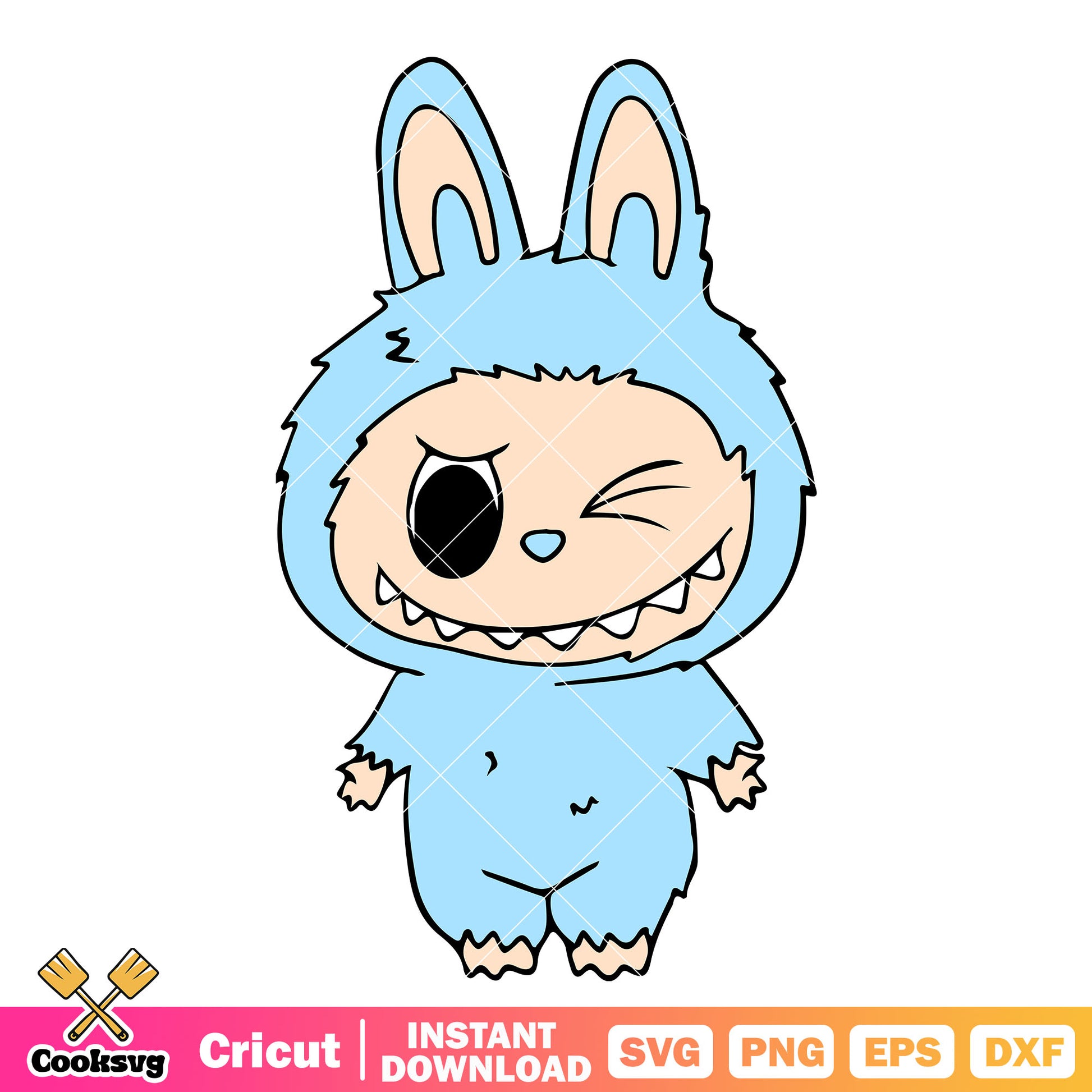 Blue labubu wink svg, blue labubu svg, labubu the monster svg