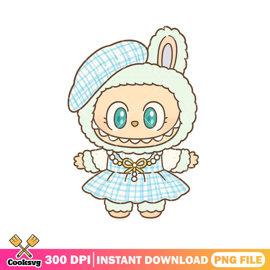 Blue labubu with dress png, labubu dolls png, cute doll png