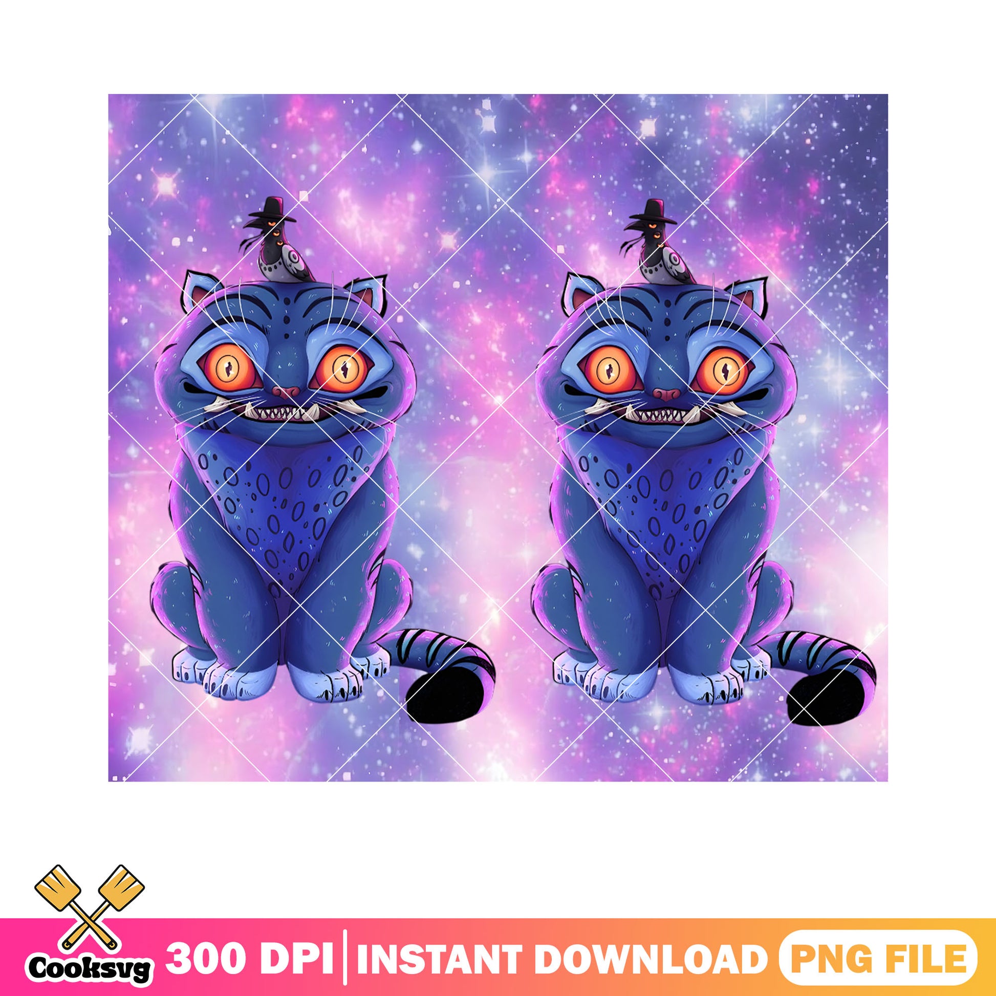 Blue monster cat crow anime png, poster monster cat png, cat crow png