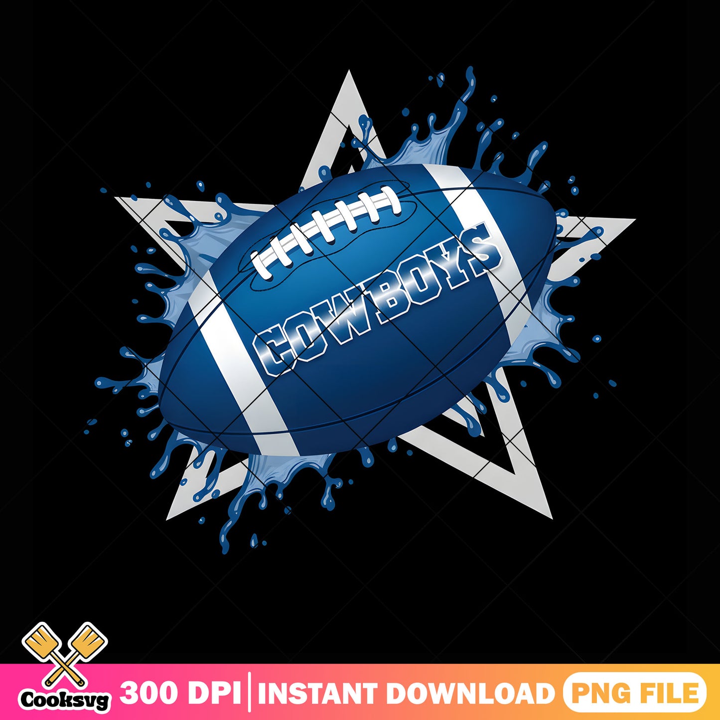 Blue rugby ball png, splash water png, dallas cowboys png