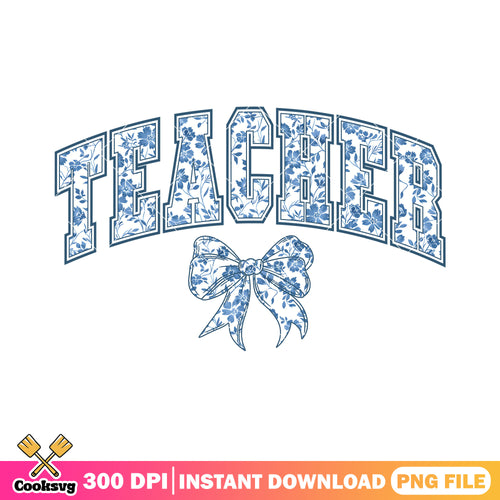 Blue white teacher font png, logo teacher png, going back to school png