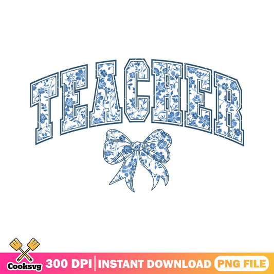 Blue white teacher font png, logo teacher png, going back to school png