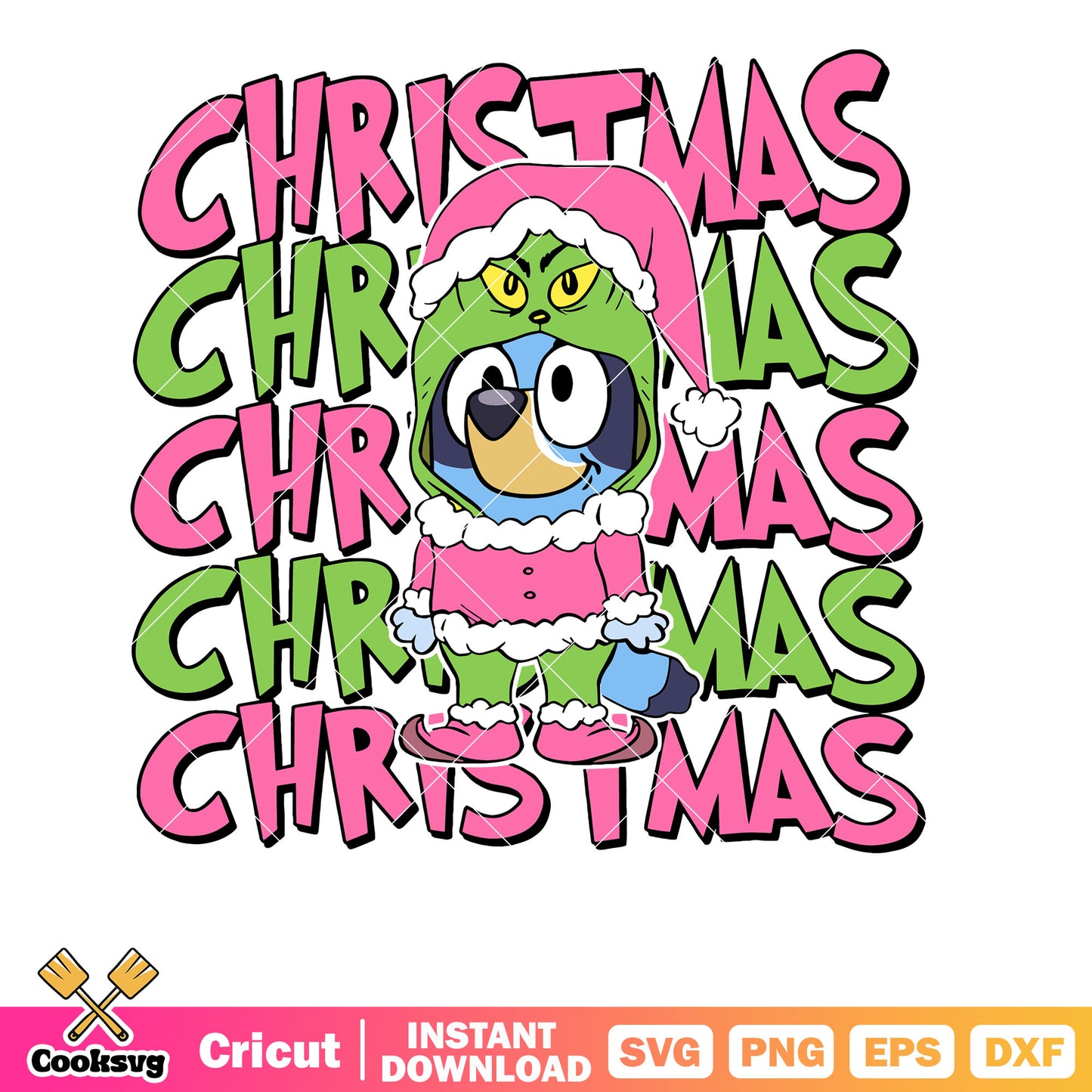 Bluey Christmas Grinch Vibe SVG, christmas bluey​ svg, grinch christmas svg