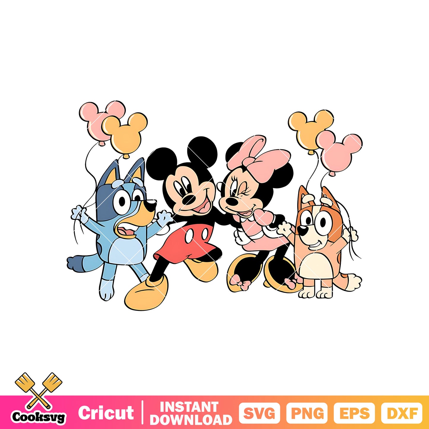 Bluey and mickey cartoon svg