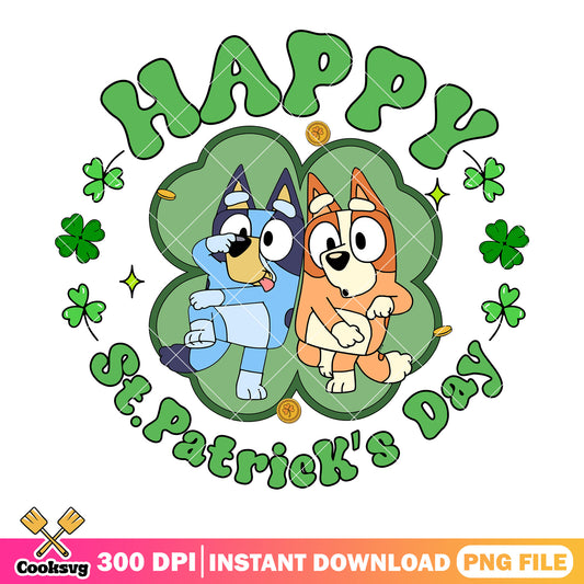 Bluey bingo happy st patrick day png, bluey st patrick's day​ png