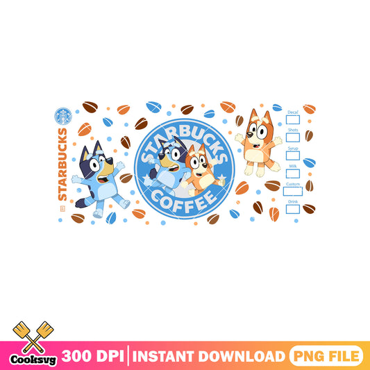 Bluey bingo starbuck coffee png, bluey and bingo png, starbuck coffee png