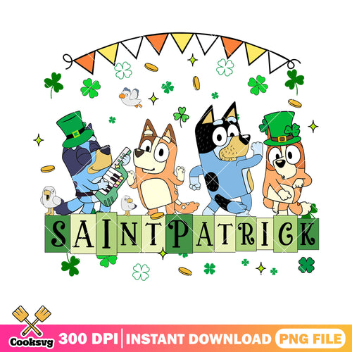 Bluey cartoon family saint patrick png, saint patricks day png