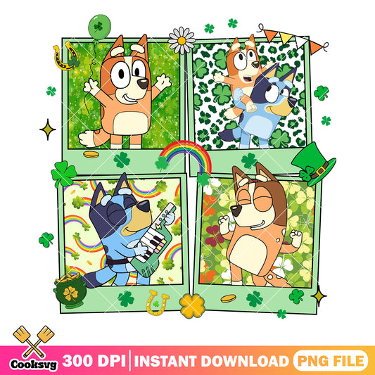 Bluey family patrick day png, bluey st patrick's day​ png