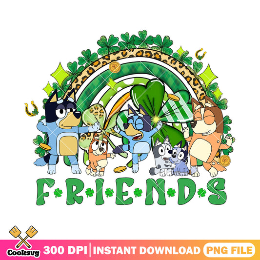 Bluey family rainbow patrick day png, st patricks day rainbow​ png