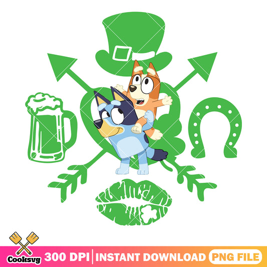 Bluey happy st patrick day png, saint patrick day png, bluey​ cartoon png