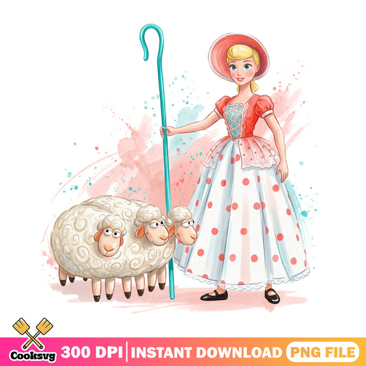 Bo Peep Toy Story PNG, Disney Pixar Watercolor PNG, Toy Story PNG